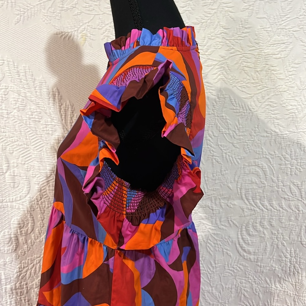 Peach Love multicolored tiered maxi‎ dress, size small - Picture 8 of 14